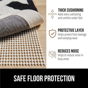 Extra Strong Rug Pad Gripper, Grips Keep Area Rugs Safe and in Place, Thick, Slip and Skid Resistant Pads for Hard Floors Under Carpet Mat Cushion and Hardwood Floor Protection 2x3 FT