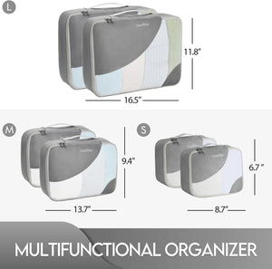 6 Set Packing Cubes for Travel, OlarHike 3 Various Sizes(Large,Medium,Small) Luggage Organizer Bags for Travel Accessories Travel Essentials, Travel Cubes for Carry on Suitcases (Grey)