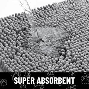 Door Mat for Muddy Paws, Absorbent Dirt Trapper Non-Slip Washable Mat, Quick Dry Chenille, Mud Mat for Dogs, Entry Indoor Door Mat for Inside Floor (30x20 Inches, Grey)