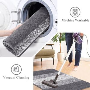 Indoor Doormat Entryway Door Rug, Non Slip Absorbent Mud Trapper Mat Inside Floor Mat, Washable Door Carpet for Entryway (20''x32'', Grey)
