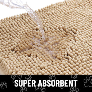 Door Mat for Muddy Paws, Absorbent Dirt Trapper Non-Slip Washable Mat, Quick Dry Chenille, Mud Mat for Dogs, Entry Indoor Door Mat for Inside Floor (36x24 Inches, Beige)