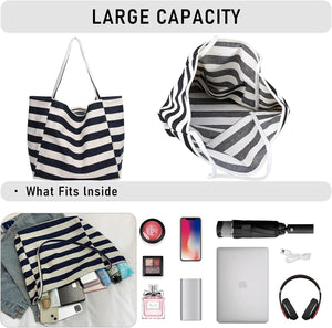 Canvas Tote Bag Tote Bags for Women Big Capacity Shoulder Bag with Inner Pocket for Work Beach Travel