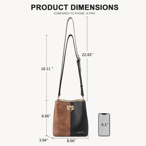 Crossbody Bucket Shoulder Bags for Women Vegan Leather Purse Cross Body Handbag Multiple Pockets