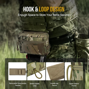Tactical Drop Pouch, Dangler Pouch PLUS1S Admin Pouch Tactical Tool Pouch with Hook and Loop Panel for Tactical Vest Chest Rig Plate Carrier Tactical Gear