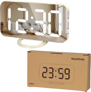 Large Mirrored LED Display with Dual USB Ports, Snooze Function Dim Mode Wall Hanging Decor