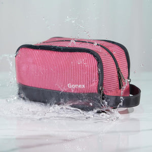 Travel Toiletry Bag Nylon, Cosmetic Makeup Bag for Women, Shaving Bag Toiletry Organizer Pink