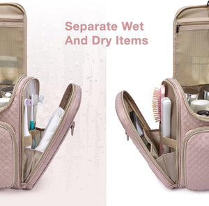 Travel Toiletry Bag for Women, Hanging Toiletry Bag Large Capacity Cosmetic Makeup Bag, pink