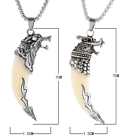 Men's Fashion Jewelry Silver Viking Dragon Ivory Pendant Necklace