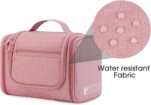 Large Hanging Toiletry Bag Travel Cosmetic Makeup Organizer Water-Resistant Shower Bathroom Bag for Women and Men (Dark Pink)