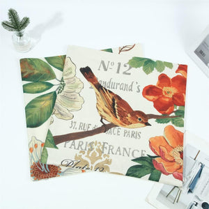 4 Pack Summer Outdoor Birds Cushion Covers Decorative Birds Flower Pillowcovers