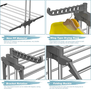 3 Tier Clothes Drying Rack, 57 Inch Laundry Drying Rack, Foldable Stainless Steel