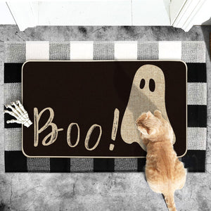 Ghost Boo Decorative Doormat, Seasonal Fall Halloween Holiday Low-Profile Floor Mat Switch Mat for Indoor Outdoor 17 x 29 Inch