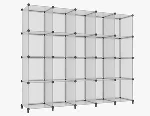 20-Cube Storage Organizer, Closet Organizer Storage Shelf Bookcase Bookshelf with Metal Hammer, Light Grey