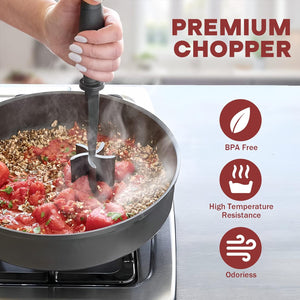 Meat Chopper for Hamburger, Premium Heat Resistant Masher and Smasher for Ground Beef