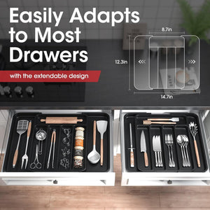 Silverware Organizer - Expandable Kitchen Drawer Organizer, Adjustable Utensil Organizer, Cutlery Drawer