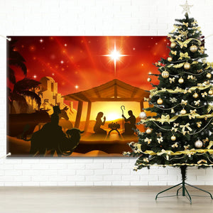 Christmas Scene Story Backdrop Banner Decorations Holy Nativity Background