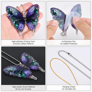 2D Crystal Butterfly Car Hanging Accessories, Christmas Tree Ornament Festival Ornaments Gift