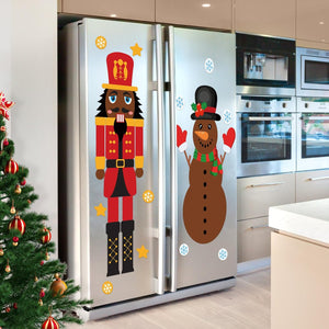 2 Set Black Nutcracker Snowman Refrigerator Magnets Cute Funny Christmas Decor