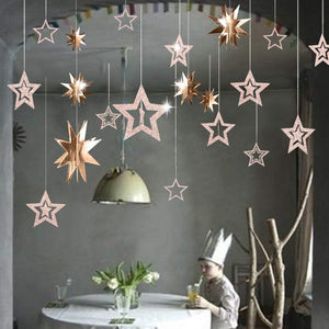 Champagne Gold Star Garland Twinkle Little Stars Decoration Hanging Streamer Backdrop Banner