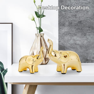 A Pair Gold Elephant Statue Home Decor, Modern Style Figurines