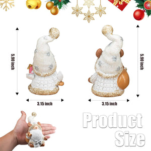 New Year Figurines Gnomes New Year Gifts, 2-Pack Handmade Resin Gnome Ornaments