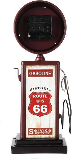 Home Old Fashioned Route 66 Gas Pump Mantle Clock, Silent-Non-Ticking with Quartz Movement