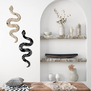 Set of 2 Earthy Room Wall Decor Boho Witchy Cute Wooden Snake , Crawl