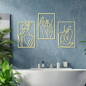 6 Pcs Metal Wall Decor Metal Abstract Woman Modern Decor (Gold)