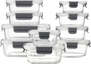 Glass Meal Prep Containers for Lunch Food Storage with Lids,  BPA Free（20 Pieces）