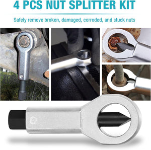 4 Pcs Metal Nut Splitter Kit, Heavy Duty Splitter Breaker Manual Pressure Nut Cracker Remover Extractor Tool