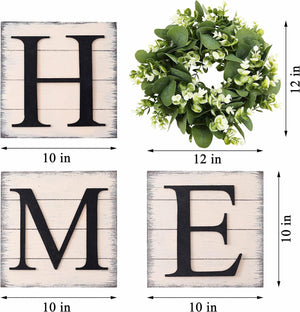 Farmhouse Wall Decor Room Decor Wood Home Sign with Artificial Eucalyptus for O