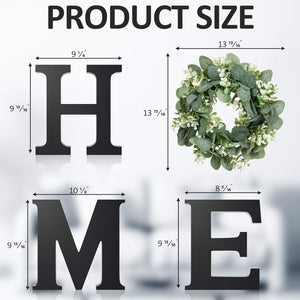 Wood Home Sign for Wall Decor Wooden with Wreath Artificial Eucalyptus Modern Decorative Decor