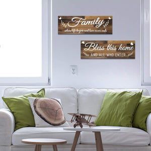 Bless This Home Wall Decor Wood Family Decor Wall Art Farmhouse Entryway Rustic Sign (Brown)