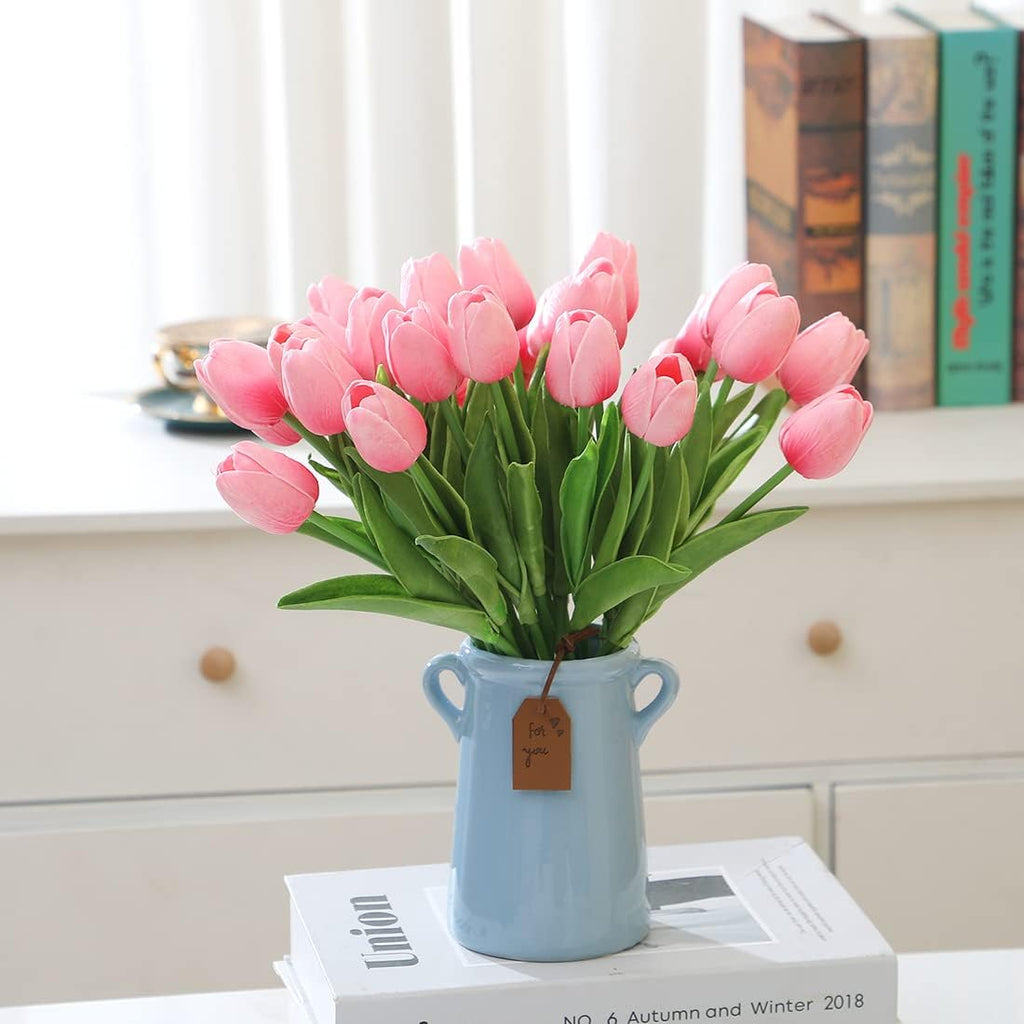 20Pcs Real Touch Faux Fake Tulips Flowers for Home Office Wedding Decor