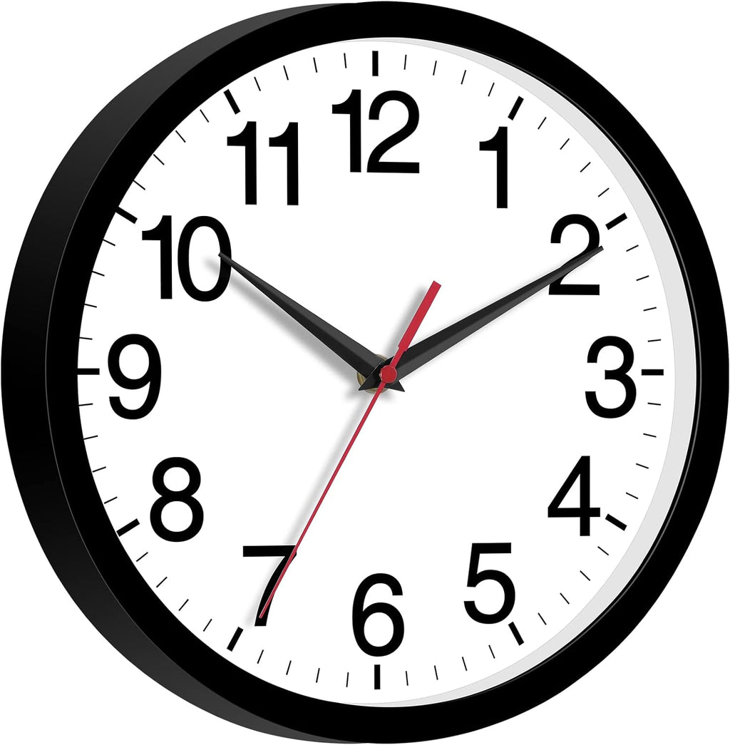 10 Inch Battery Operated Wall Clocks, Silent Non Ticking Analog Clock