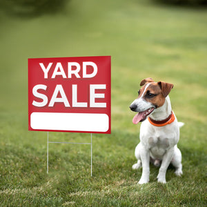 3 PC Yard Sale Signs - 12x16 Coroplast Double Sided Yard Sale Signs with Stakes, Red