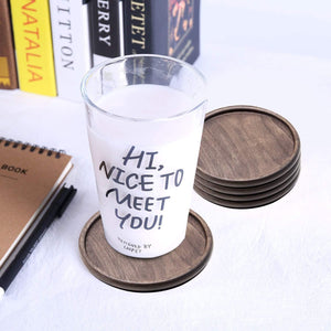 8 Pieces Wooden Coasters Cup Coaster Set Decor for Bar Kitchen Home Apartment, Walnut Wood