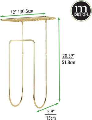 Wall Mount Towel Rack Holder Organizer with Basket Shelf Storage for Bathroom, Soft Brass