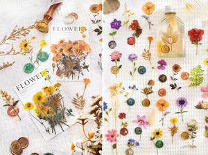 320 Pieces Pressed Flower Themed Stickers Set, Dried Flowers Resin Stickers Decals Floral Botanical Journaling