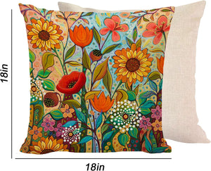 Summer Throw Pillow Covers 18x18 Inch, Set of 4 Farmhouse Dercoration