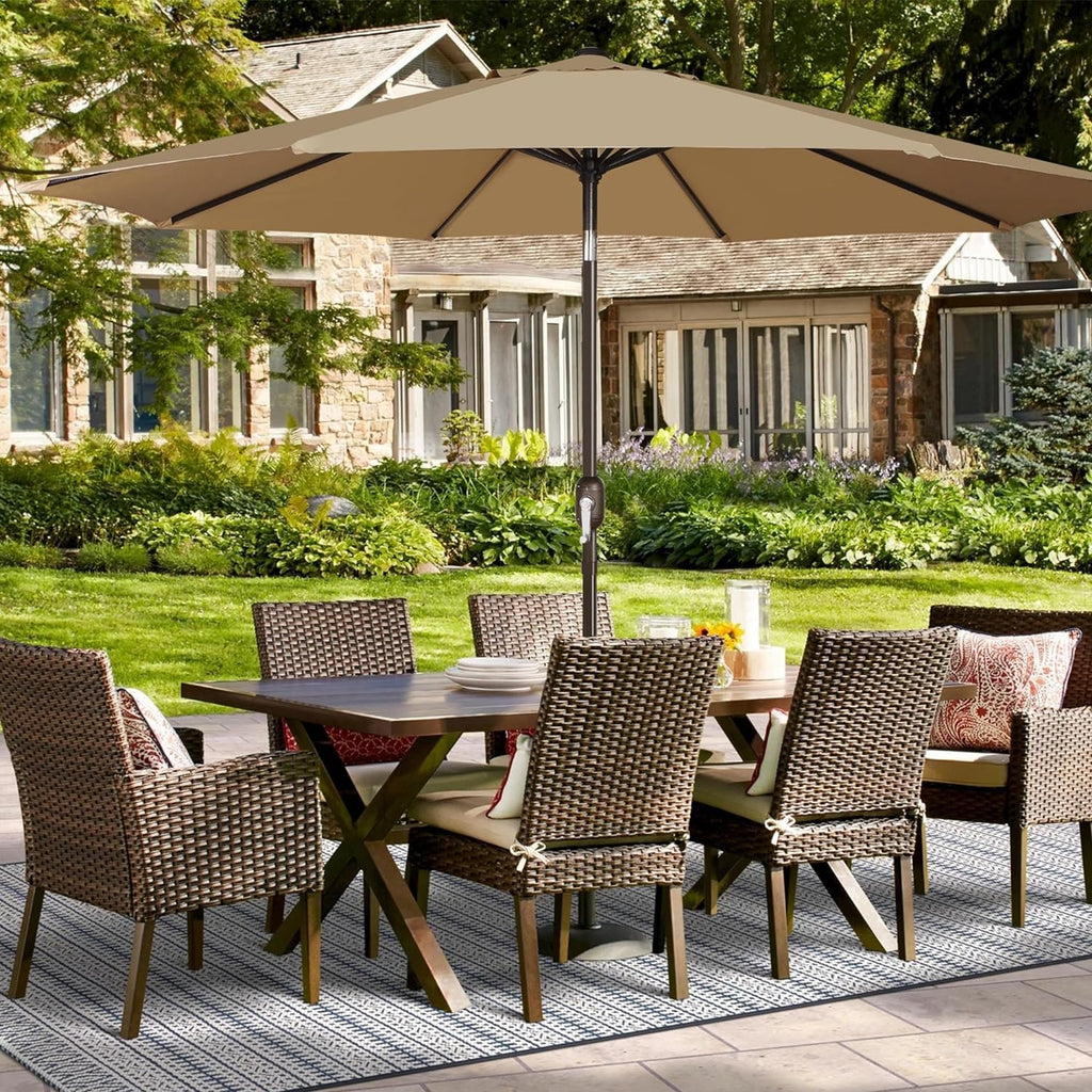 9ft Patio Umbrella Replacement Canopy, Market Umbrella Top, Outdoor Table Umbrella Canopy for 8 Ribs, Canopy Only, Tan