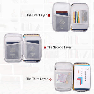 Small Fireproof Storage Organizer Case with Lock(9.4”x 5.9”x 3.2”), 3-Layer Money Safe Coin Organizer, Silver