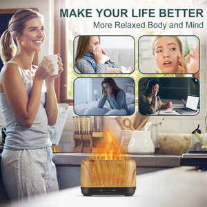 Ultrasonic Flame Oil Diffuser, Aromatherapy Diffuser for Essential Oils Large Room
