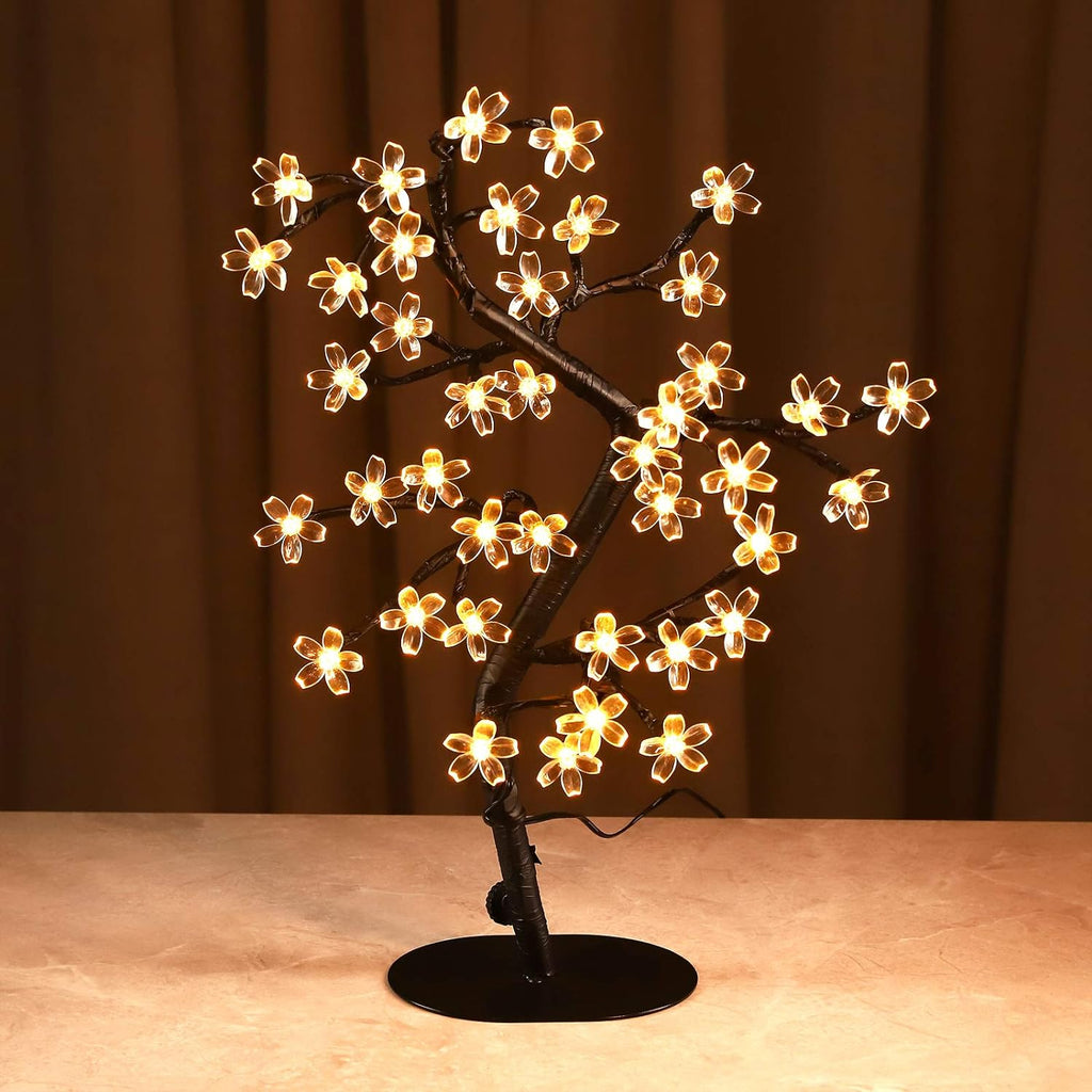 Cherry Blossom Tree Lamp Table Decoration 17in Artificial Tree with 40 LED Lights