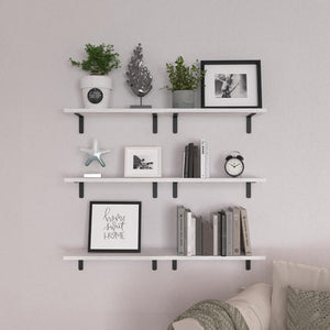 Floating Shelves Set of 6, Wood Floating Wall Shelves for Wall Decor, Bathroom Shelves, Book Shelves for Living Room-Modern White