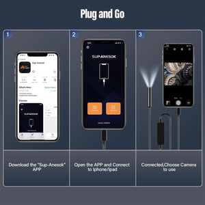 Endoscope Camera with Light iPhone Borescope Inspection Camera, 1920p HD, Adjustable 8 LED, 16.4ft, Single Lens