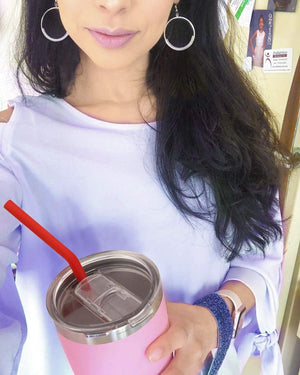 Reusable Silicone Straws, Long Flexible Silicone Drinking Straws with Cleaning Brushes for 30 oz Tumblers , 10 Pieces