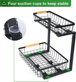 Under Sink Organizers and Storage(2 Pull-Out Baskets), 2-Tier Multipurpose Cabinet/Pantry/Bathroom Organizer