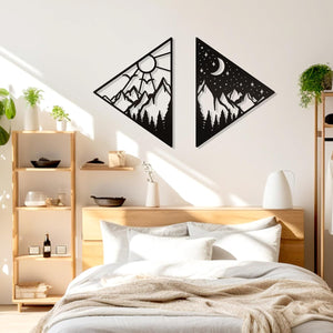 2 PCS Sun and Moon Wall Art Natural Wall Decor Day and Night