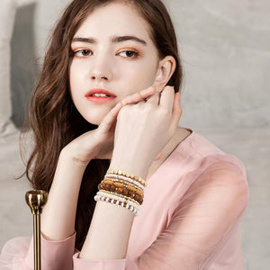 Surfer Heishi Clay Bead Bracelets for Women Bohemian Stackable Gold Beaded Stretch Bracelets Elastic Jewelry